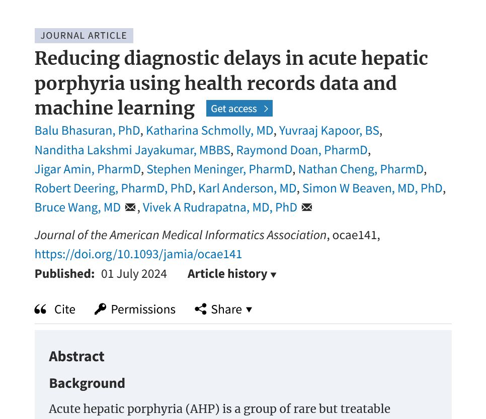 Reducing diagnostic delays in acute hepatic porphyria using health records data and machine learning